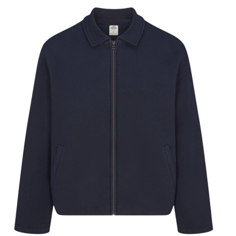 Skims Mens Heavy Fleece Collared Zip Up Jacket Navy ZU-ZUP-8703M Large
